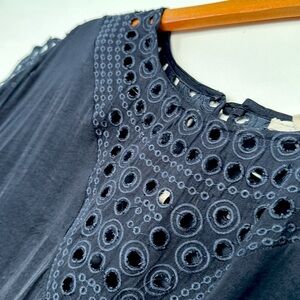 Current Air Embroidery Navy Blue Women's Top femme